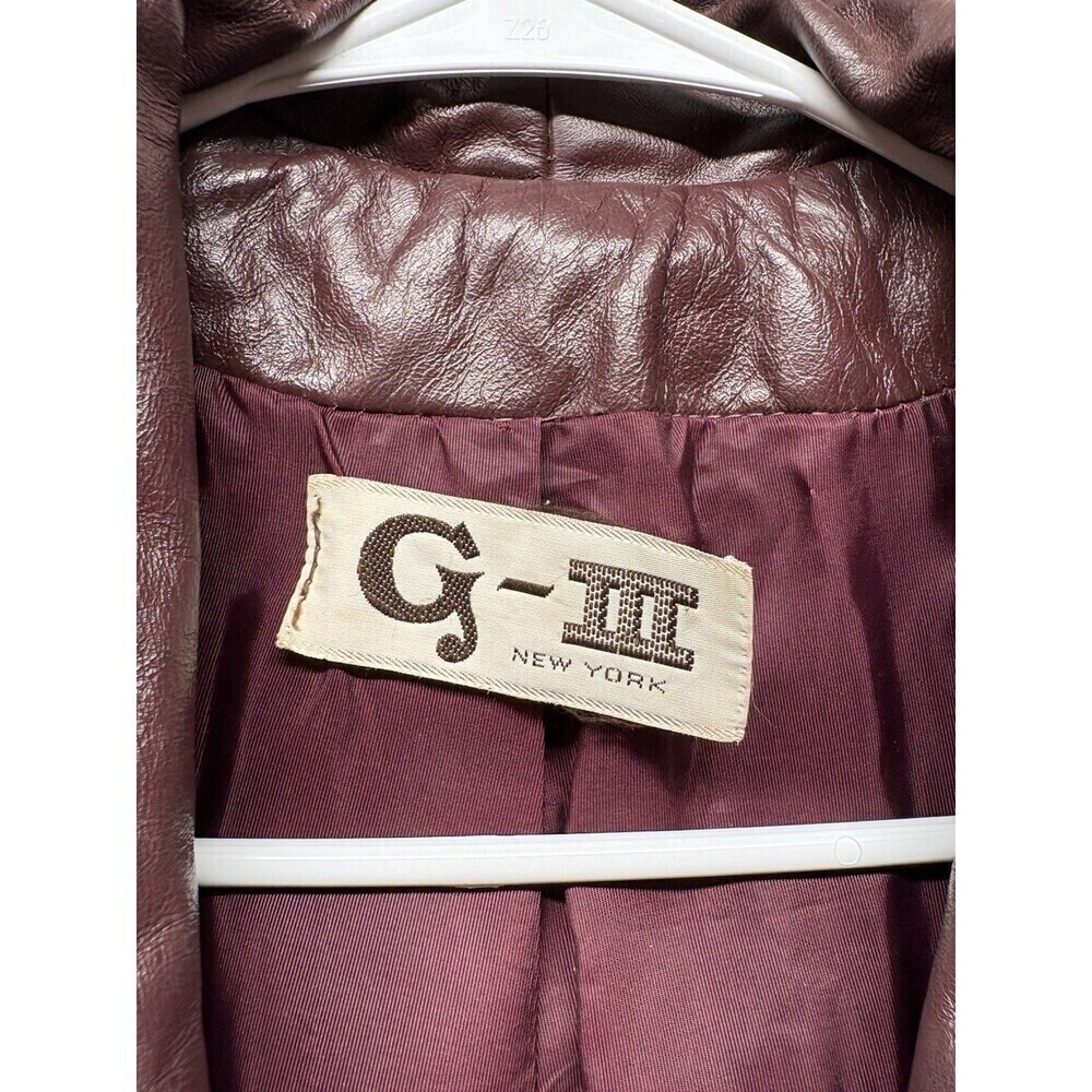 Vtg Global Identity G-III Long Women's Red Leather Trench Coat Size S 80's 90's - Picture 2 of 4